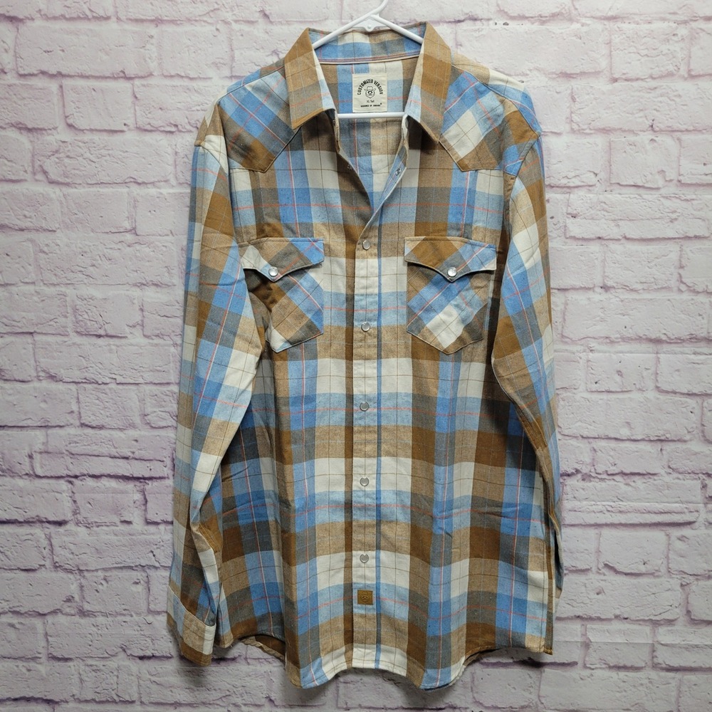 Dubinik Customized Version Heavy Western Flannel Shirt Mens XLT Pearl Snap Plaid